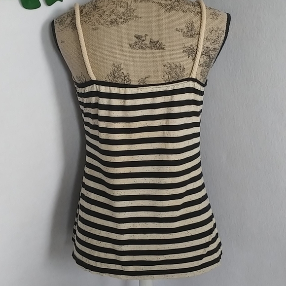 L8ter Nautical Style Striped  Tie Front Tank Top - Picture 4 of 7